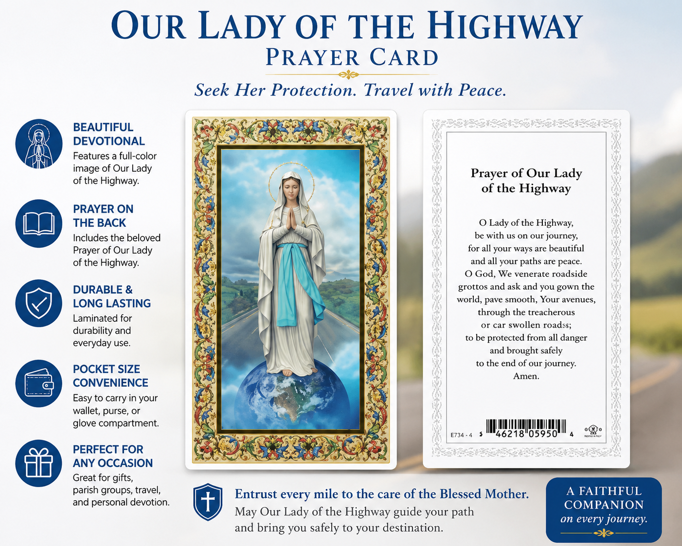 Our Lady of the Highway Prayer Card