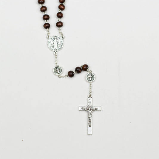 St. Benedict Rosary Brown Wood