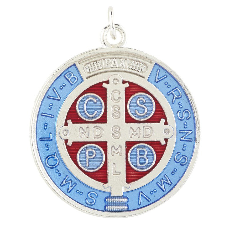 St. Benedict Pocket Coin - Blue and Maroon Coin – The Catholic Store
