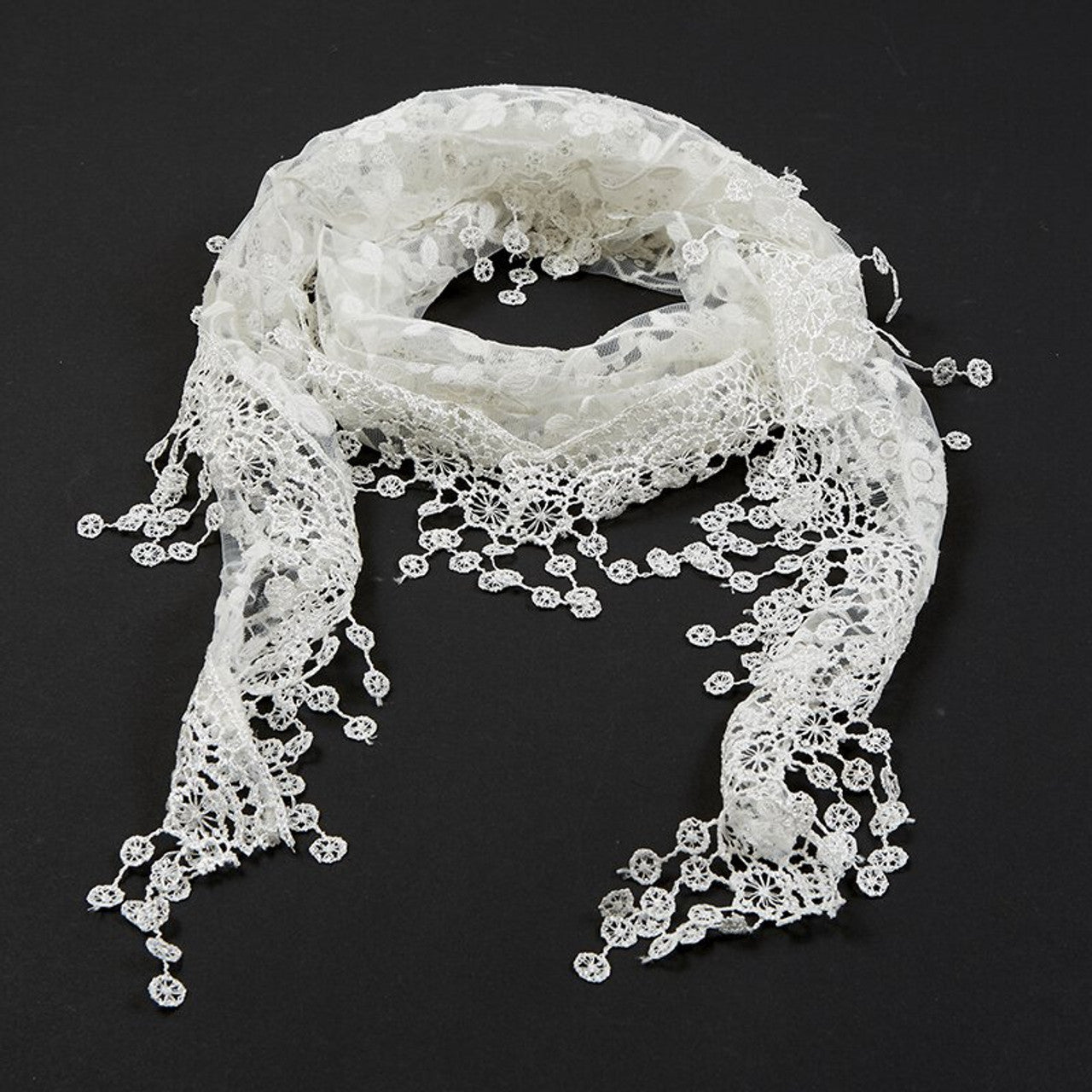 White Chapel Veil with Tassels - 2-pack