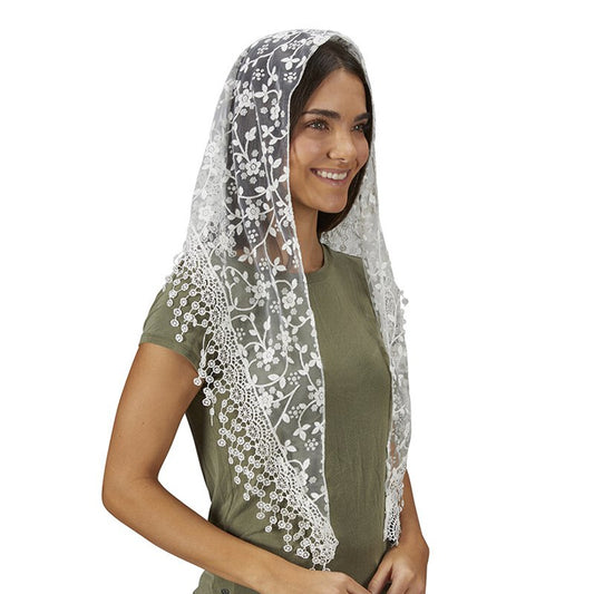 White Chapel Veil with Tassels - 2-pack