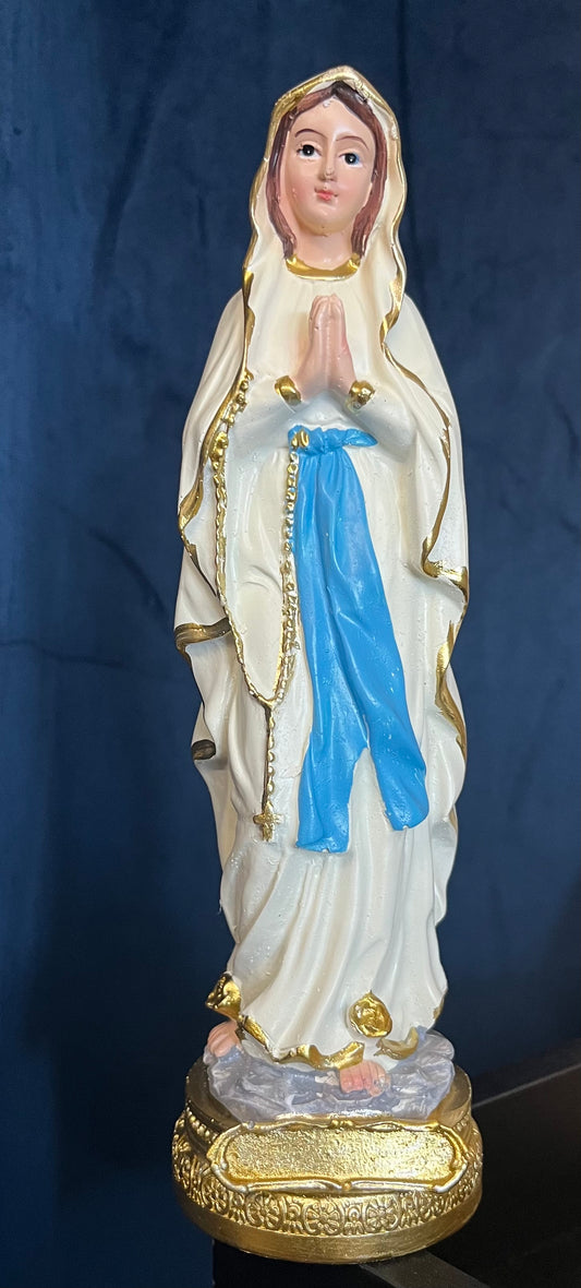 Our Lady of Lourdes Statue with Nameplate - 9 inches