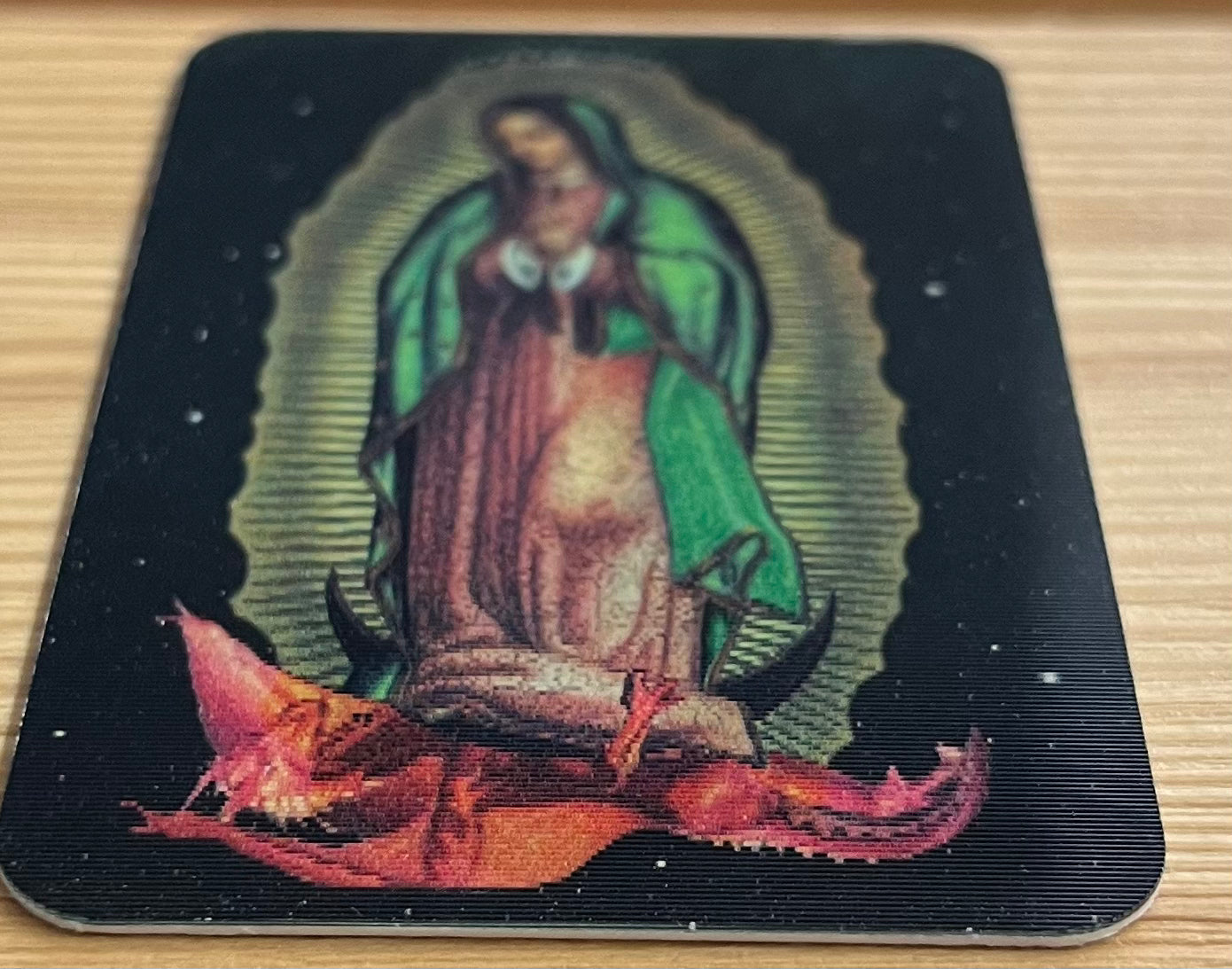 Holographic 3D Prayer Card – Our Lady of Guadalupe