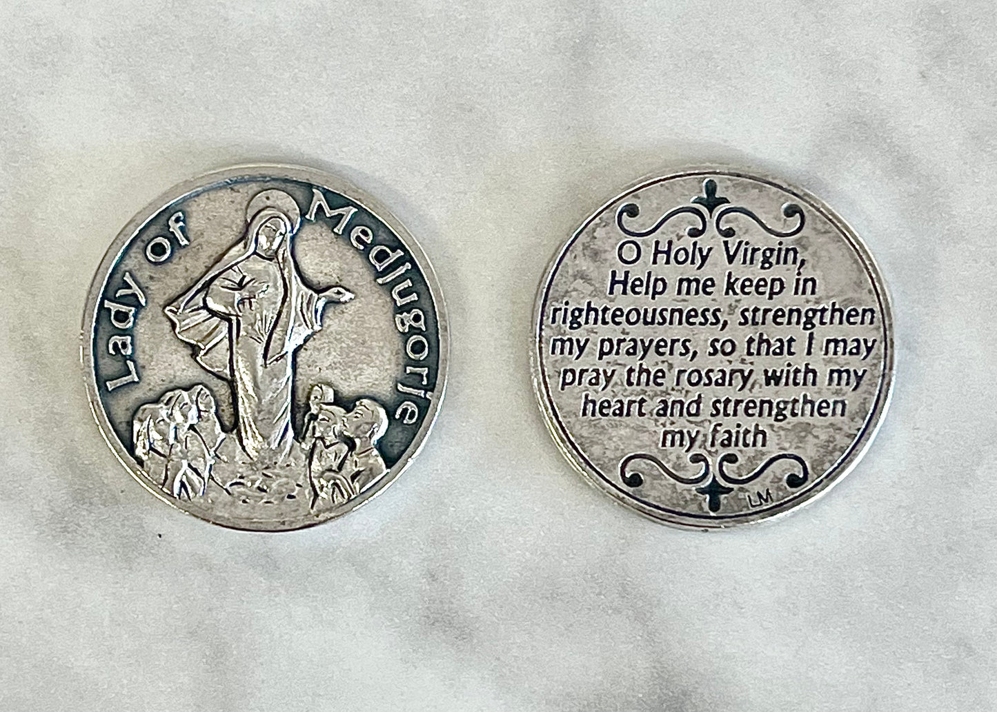 Our Lady of Medjugorje Silver-Plated Pocket Coin – A Symbol of Peace and Devotion