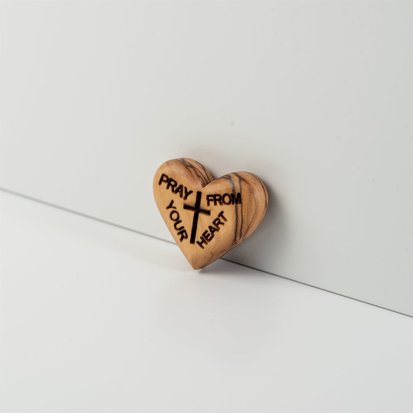 Olive Wood Engraved Heart – "Pray from Your Heart"