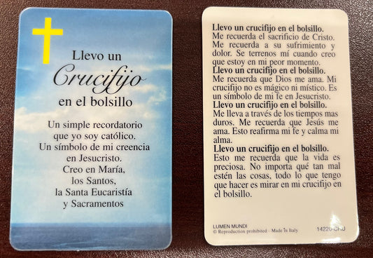 La Cruz en el Cielo - Tarjeta de Oración Laminada en Español