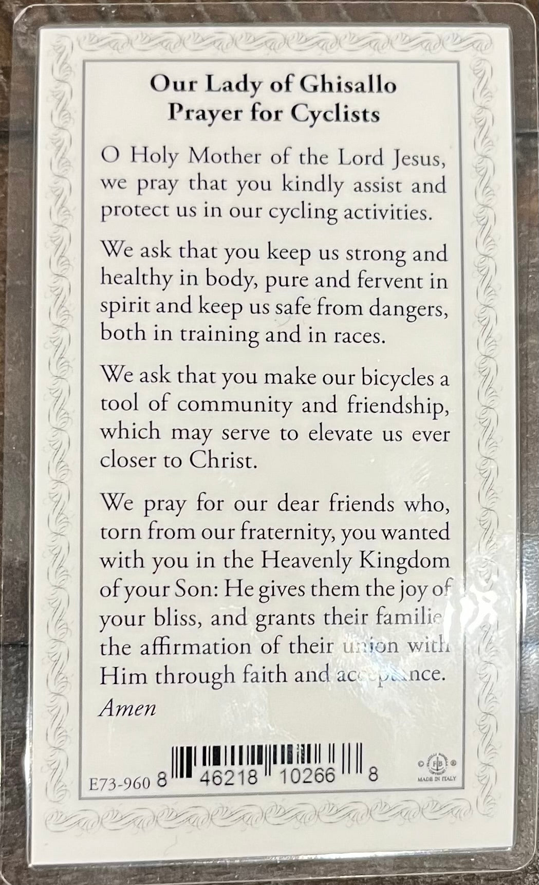 Our Lady of Ghisallo Prayer Card – Prayer for Cyclists