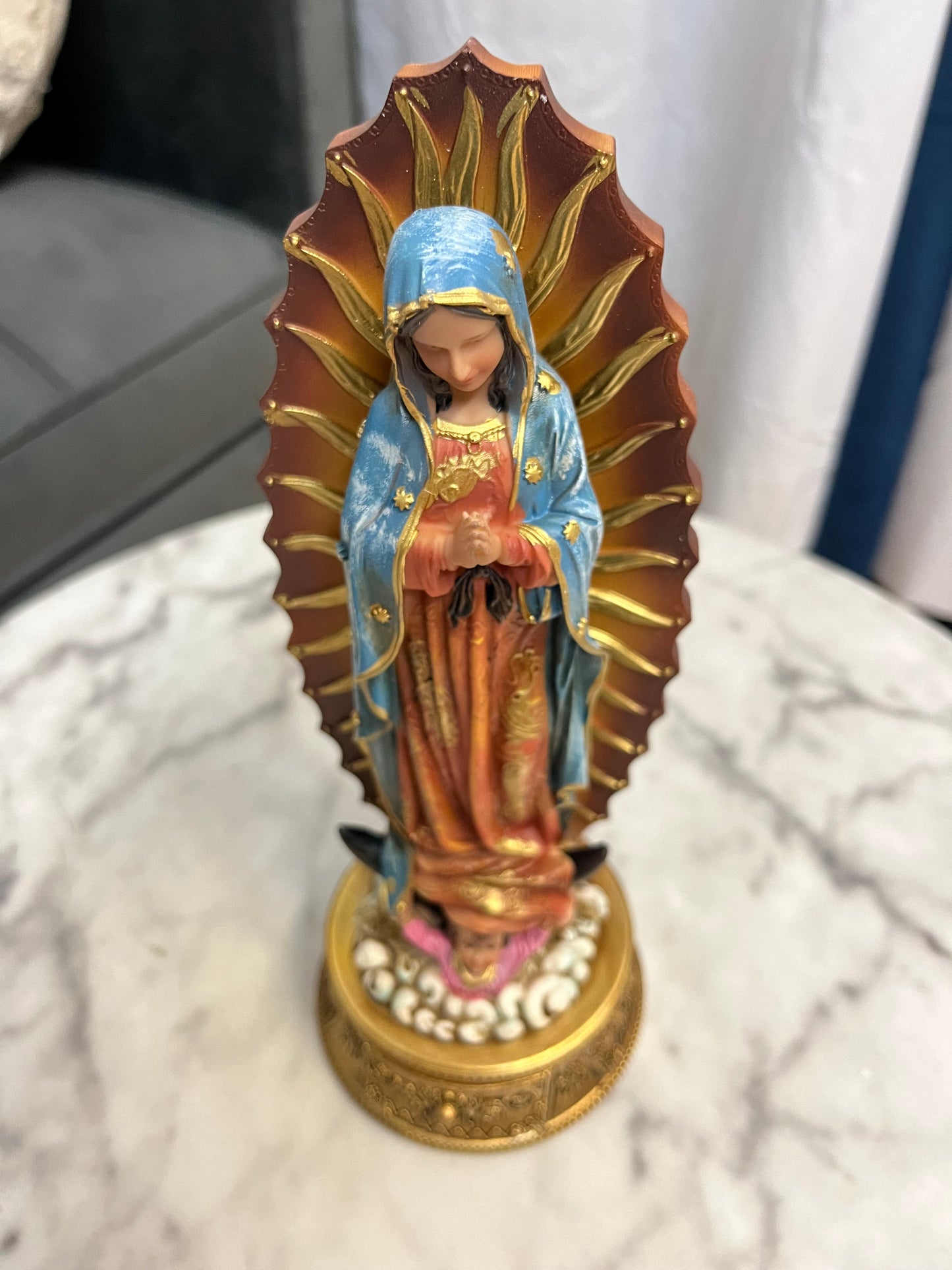 Our Lady of Guadalupe Statue with Hidden Box - 9 inches tall