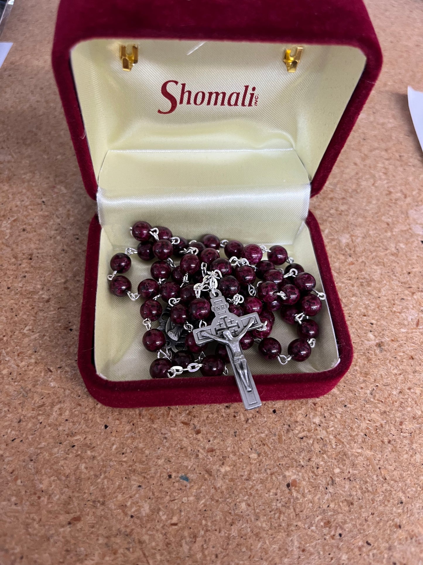 Holy Land Burgundy Rosary with Relic – A Sacred Connection to the Holy Land