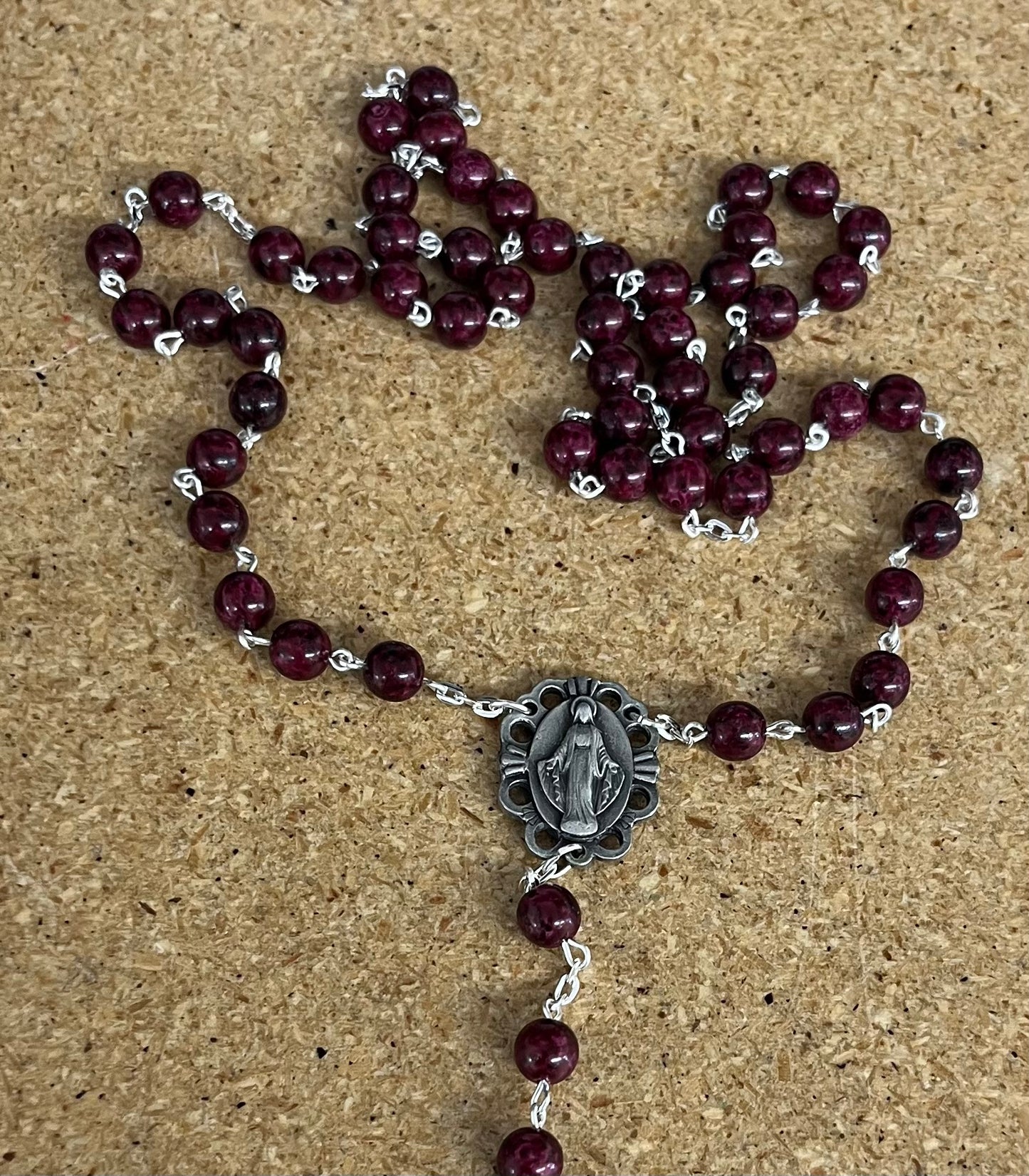 Holy Land Burgundy Rosary with Relic – A Sacred Connection to the Holy Land