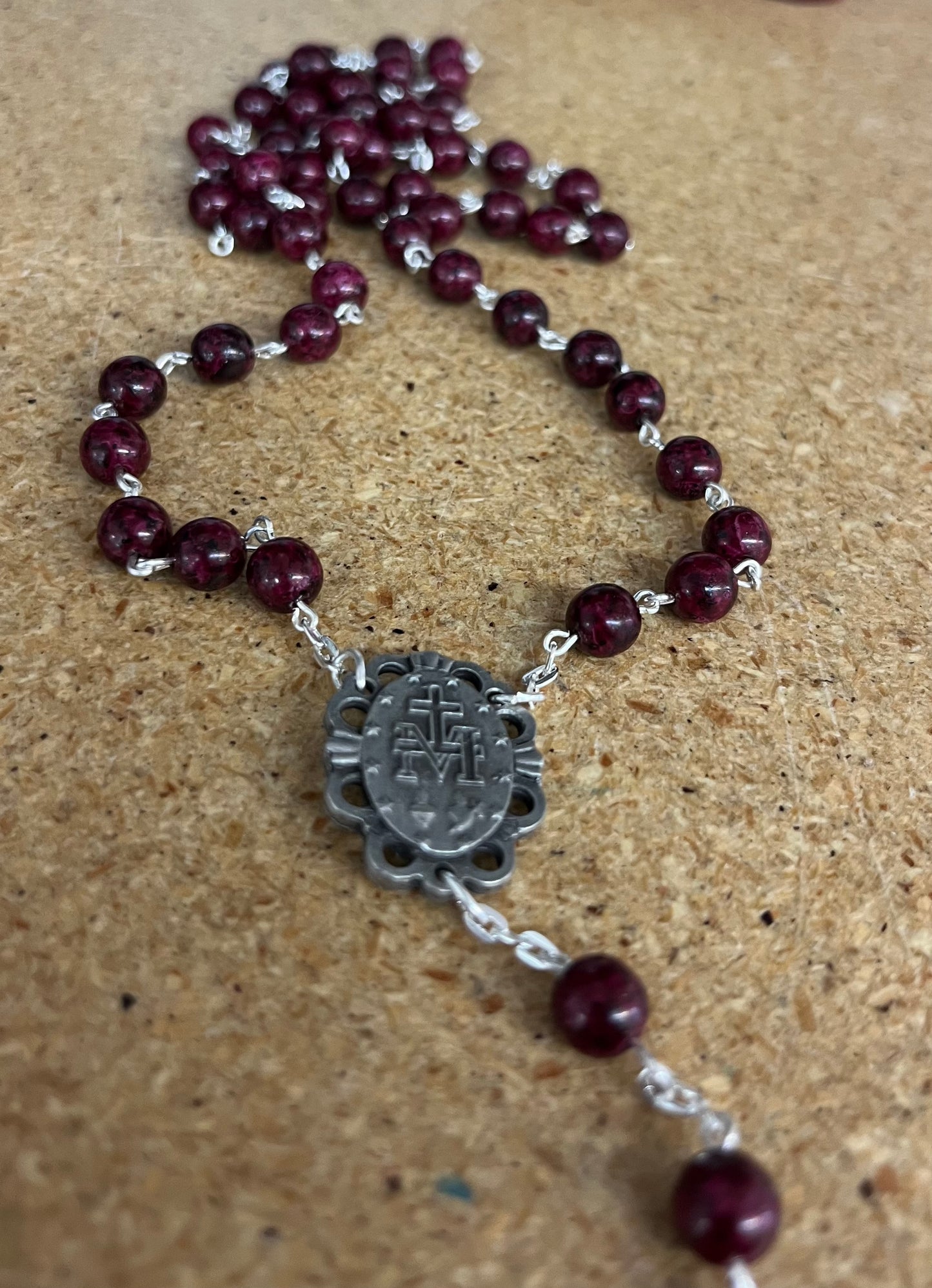 Holy Land Burgundy Rosary with Relic – A Sacred Connection to the Holy Land