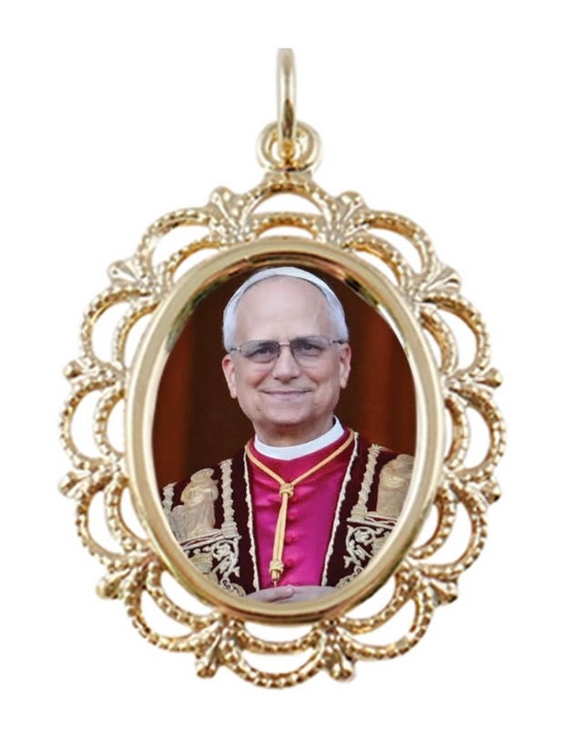 Pope Leo Lace Pendant with Gold Chain