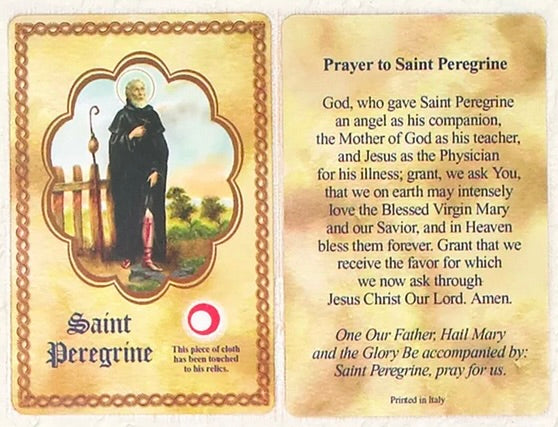 St. Peregrine Relic Prayer Card – A Powerful Symbol of Healing and Hope