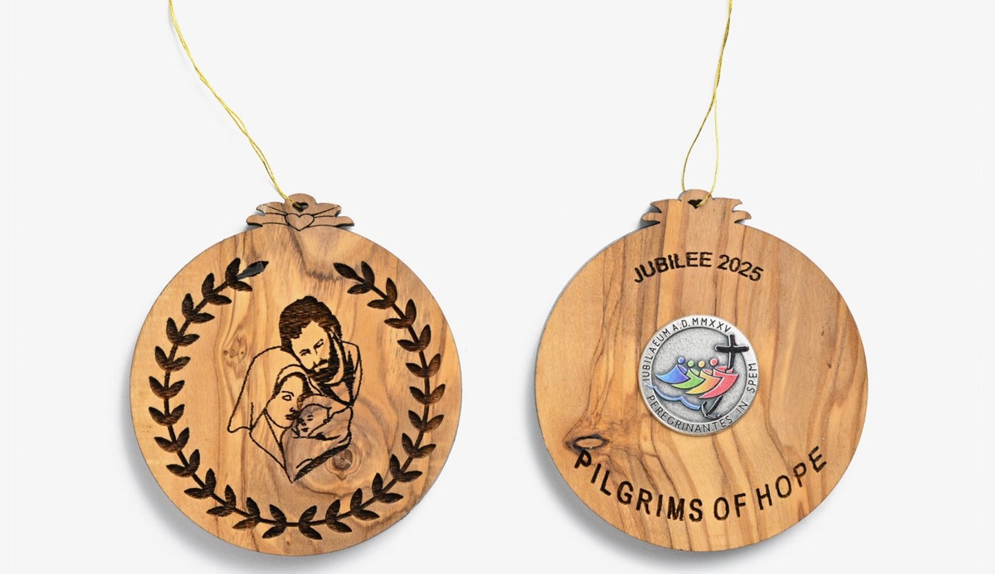 Jubilee 2025 Olive Wood Christmas Tree Ornament