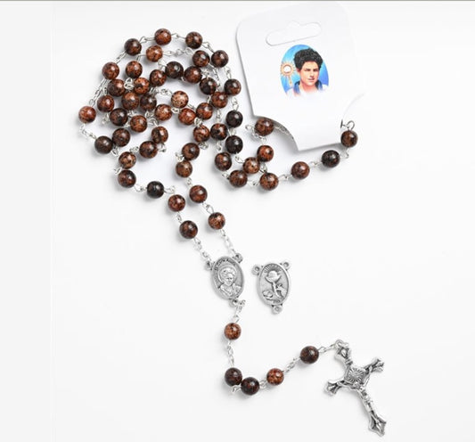 Blessed Carlo Acutis Rosary with Colorful Brown Beads