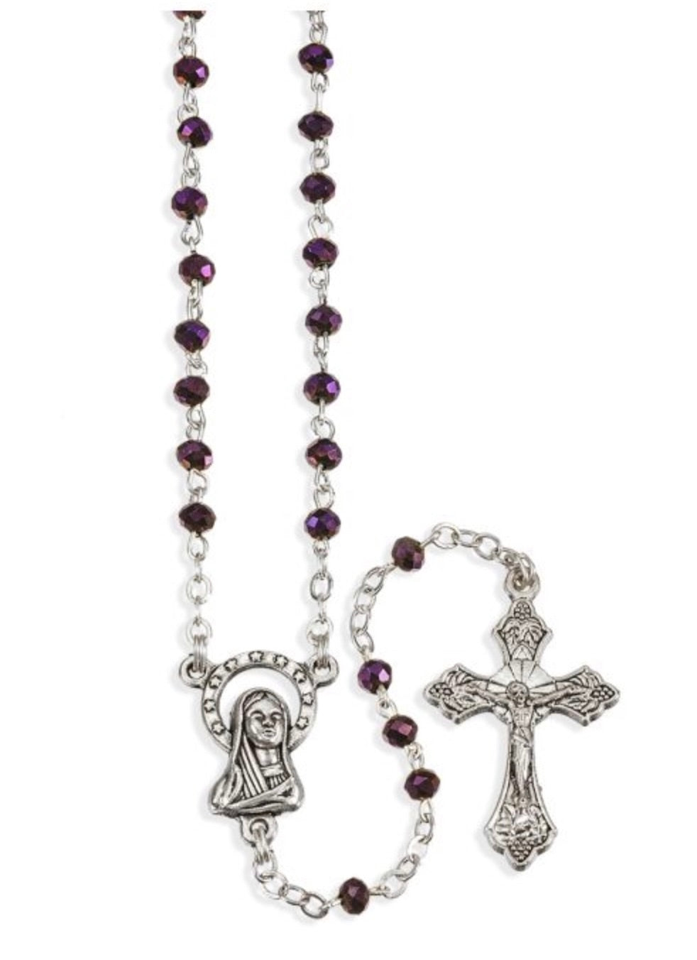 Amethyst Glass Bead Rosary – A Sparkling Touch of Faith