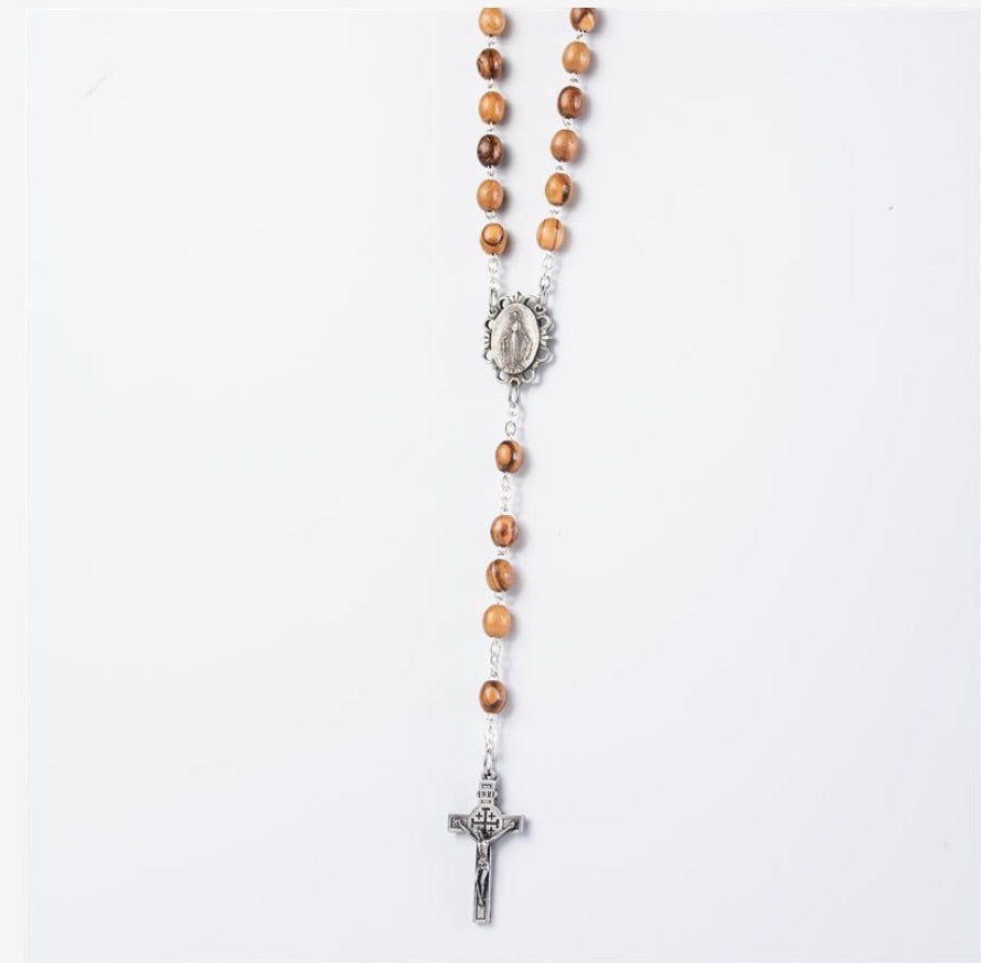 Jesus Relic Olive Wood Rosary - 21 inches