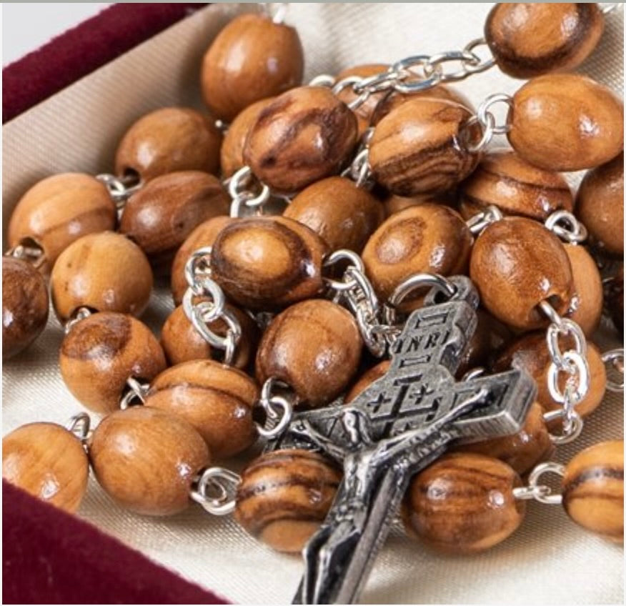 Jesus Relic Olive Wood Rosary - 21 inches