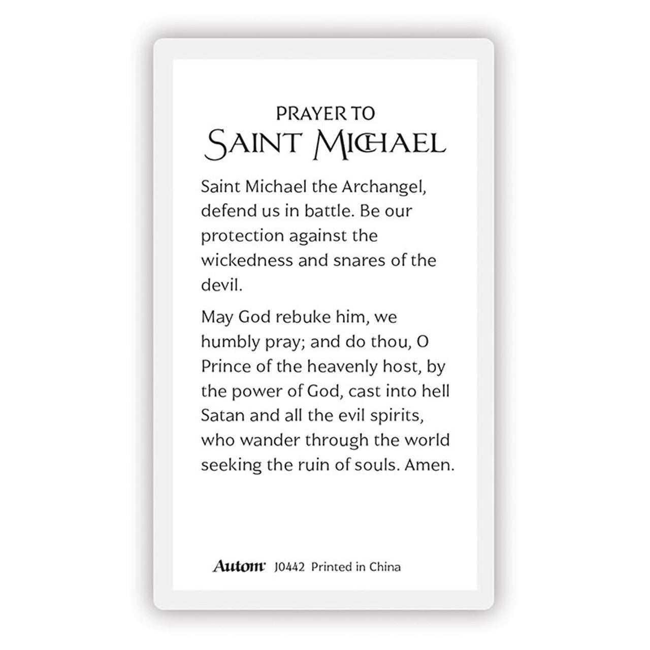 Laminated Holy Prayer Card - Saint Michael the Archangel