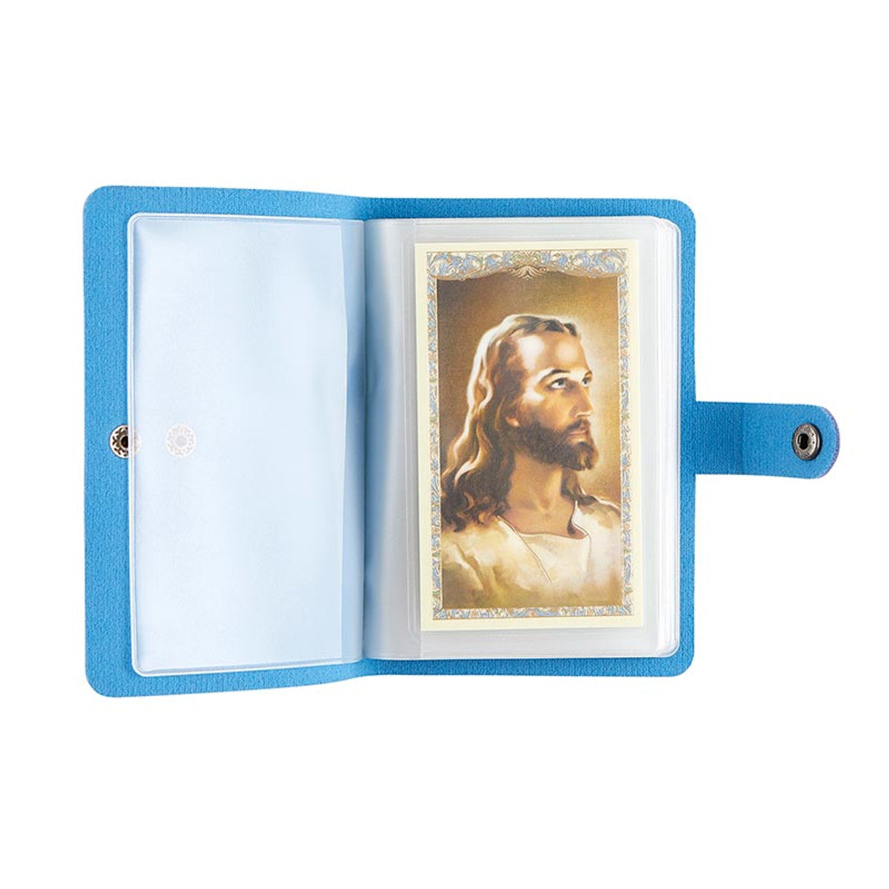 Holy Card Holder with Faux Leather Cover (Blue)