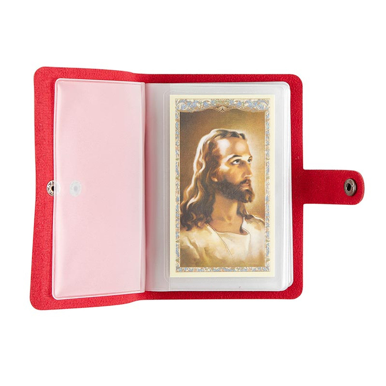 Holy Card Holder with Faux Leather Cover (Maroon)