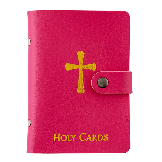 Holy Card Holder with Leather Cover (Pink)