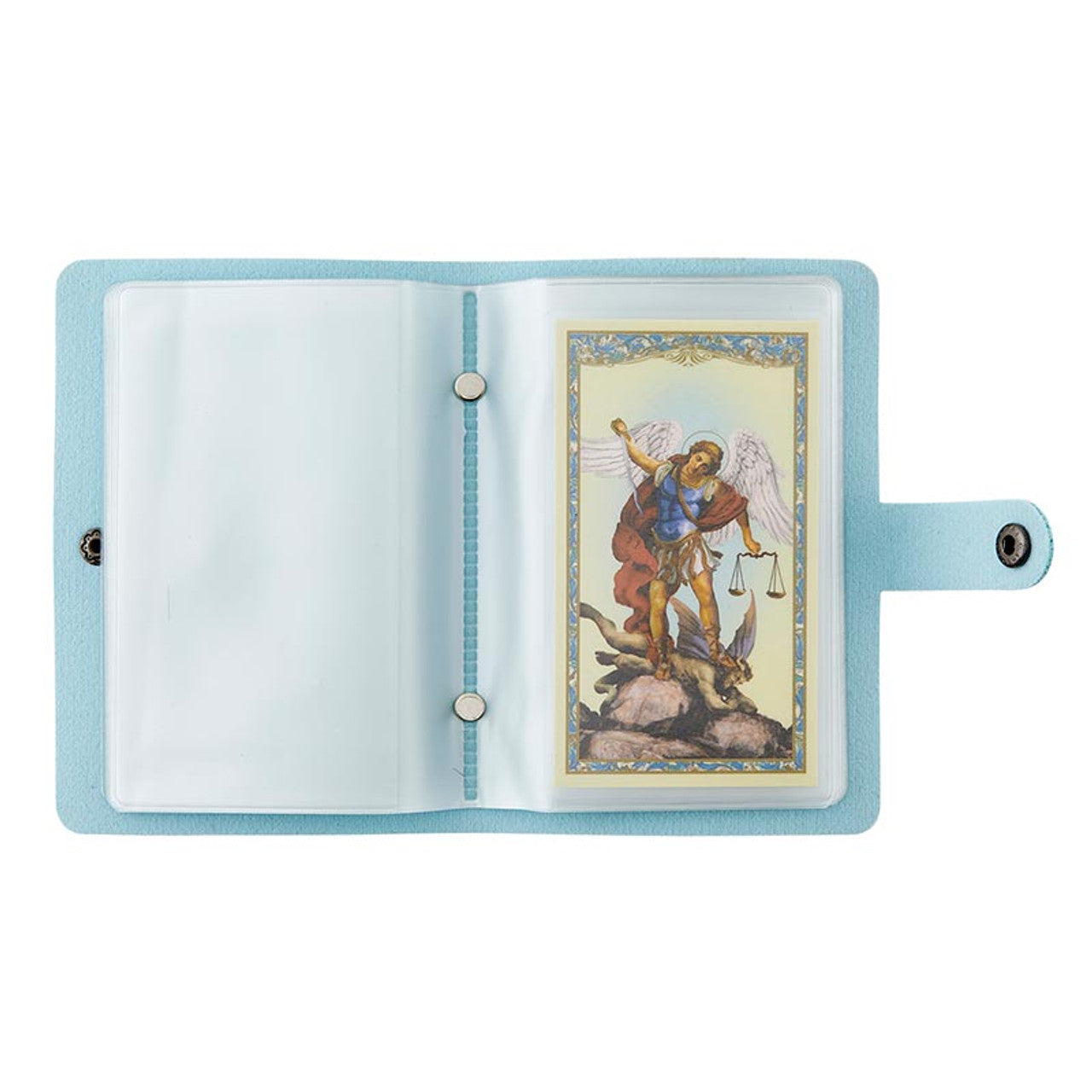 Holy Card Holder with Faux Leather Cover (Light Blue)