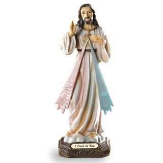 9" Divine Mercy Statue with “Pray for Us” Stand