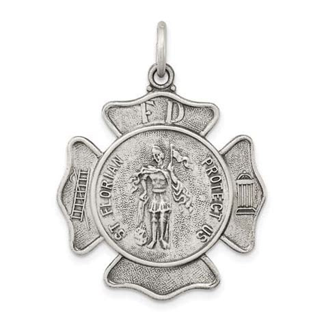 Sterling Silver 15/16" Engravable St. Florian Badge Medal