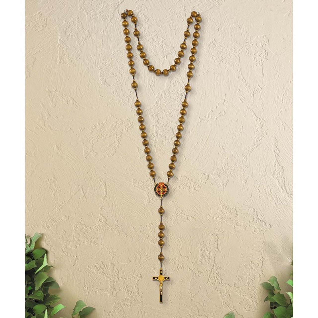 St. Benedict Cord Wall Rosary – A Bold Symbol of Faith and Protection - Large 20 mm Beads and Rosary is 43 inches long