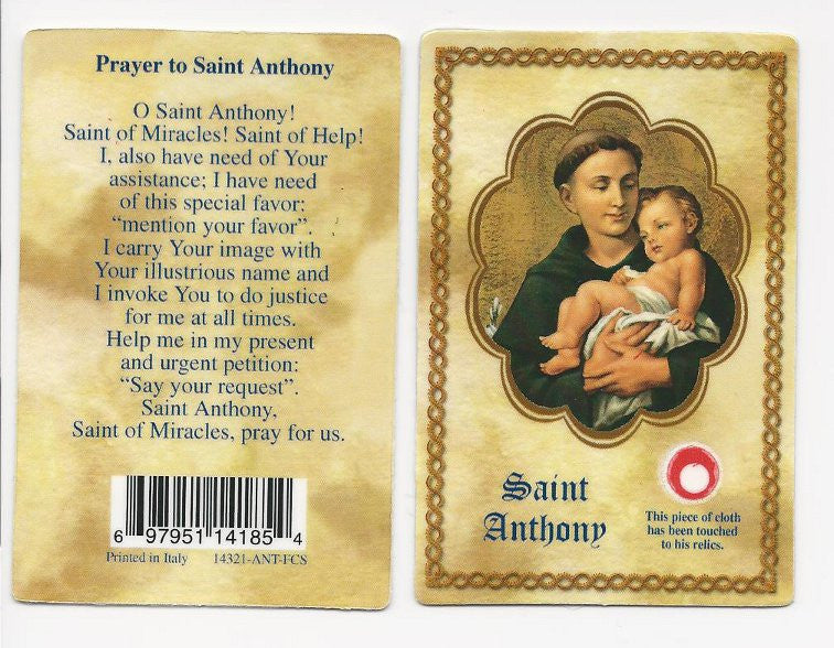 St. Anthony Relic Prayer Card – A Powerful Symbol of Faith and Miracles