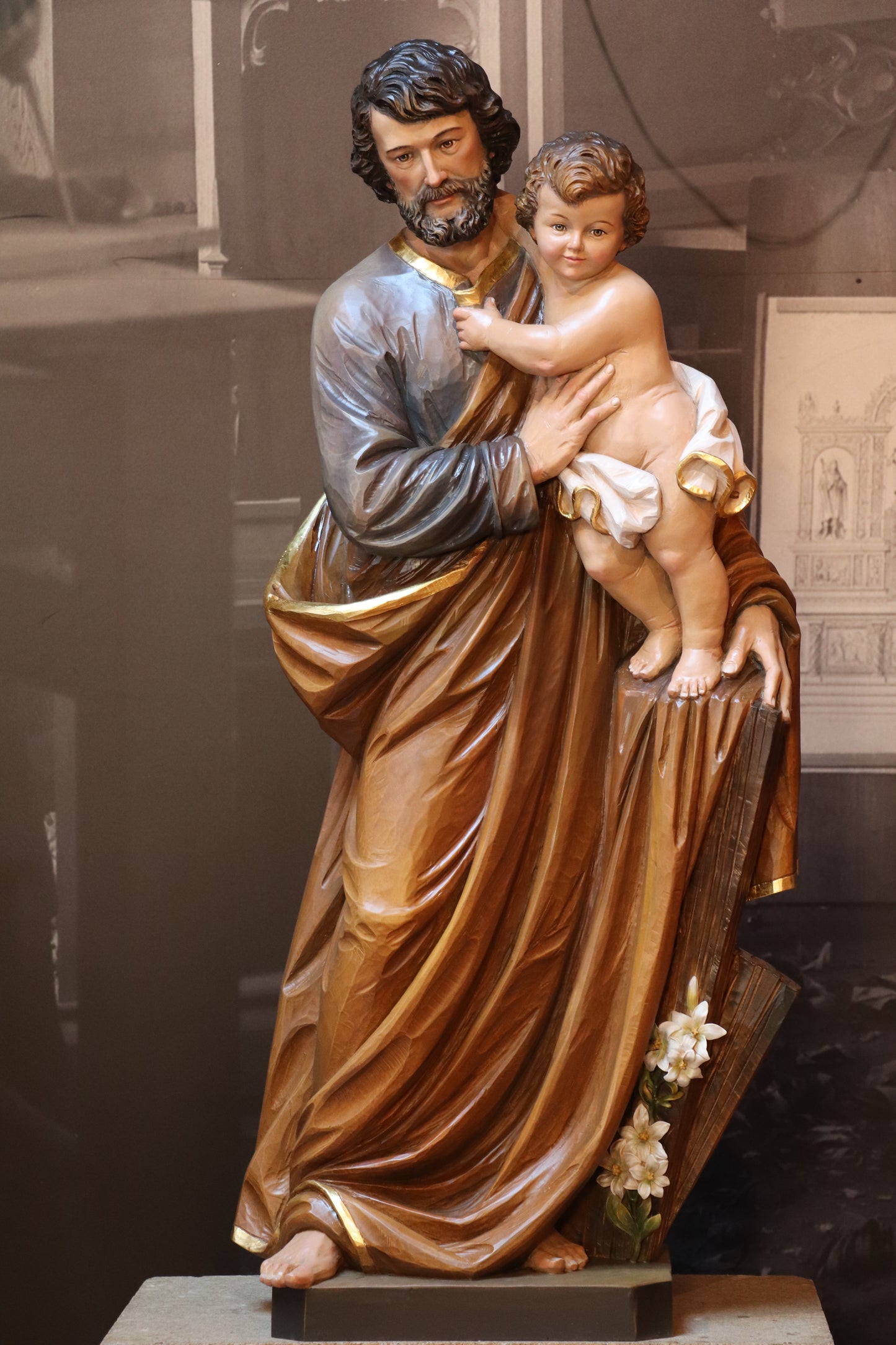 Handcrafted St. Joseph with Child Statue (Custom Pricing)