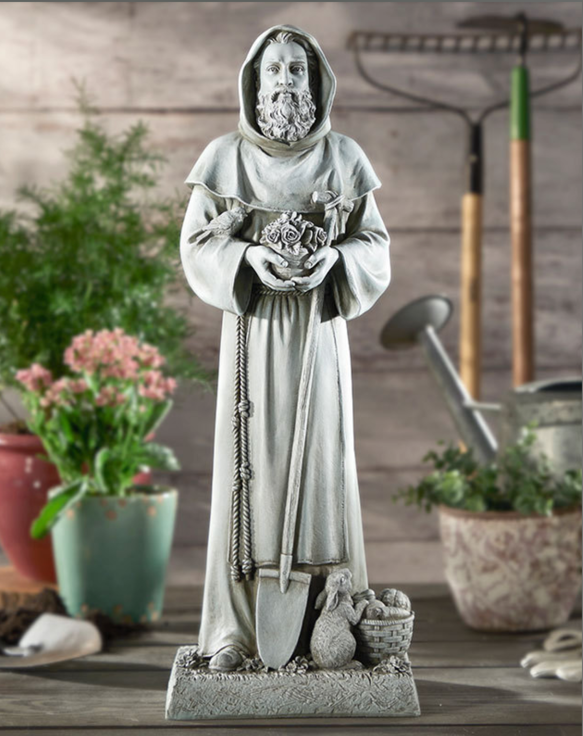 Saint Fiacre Garden Statue (For Outdoor Use) - 24 inches