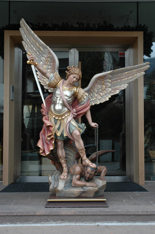 Handcrafted St. Michael Archangel Defeating Satan Statue (Custom Pricing)