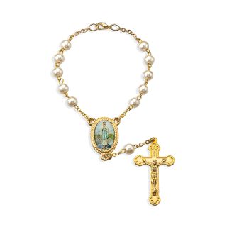 6mm Our Lady of the Highway Pearl Bead Auto Rosary