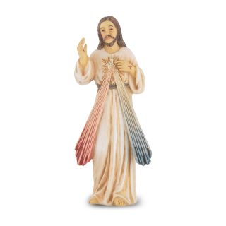 4" Divine Mercy Statue – Cold Cast Resin, Hand-Painted, in Deluxe Window Box