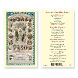 Mysteries of the Rosary laminated Holy Card