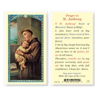 Prayer to St. Anthony Laminated Prayer Card