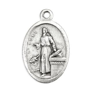 1" Oval Antiqued Silver Oxidized Saint Luke Medal