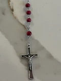 Rose Petal Rosary with Holy Family Center and Silver Cross