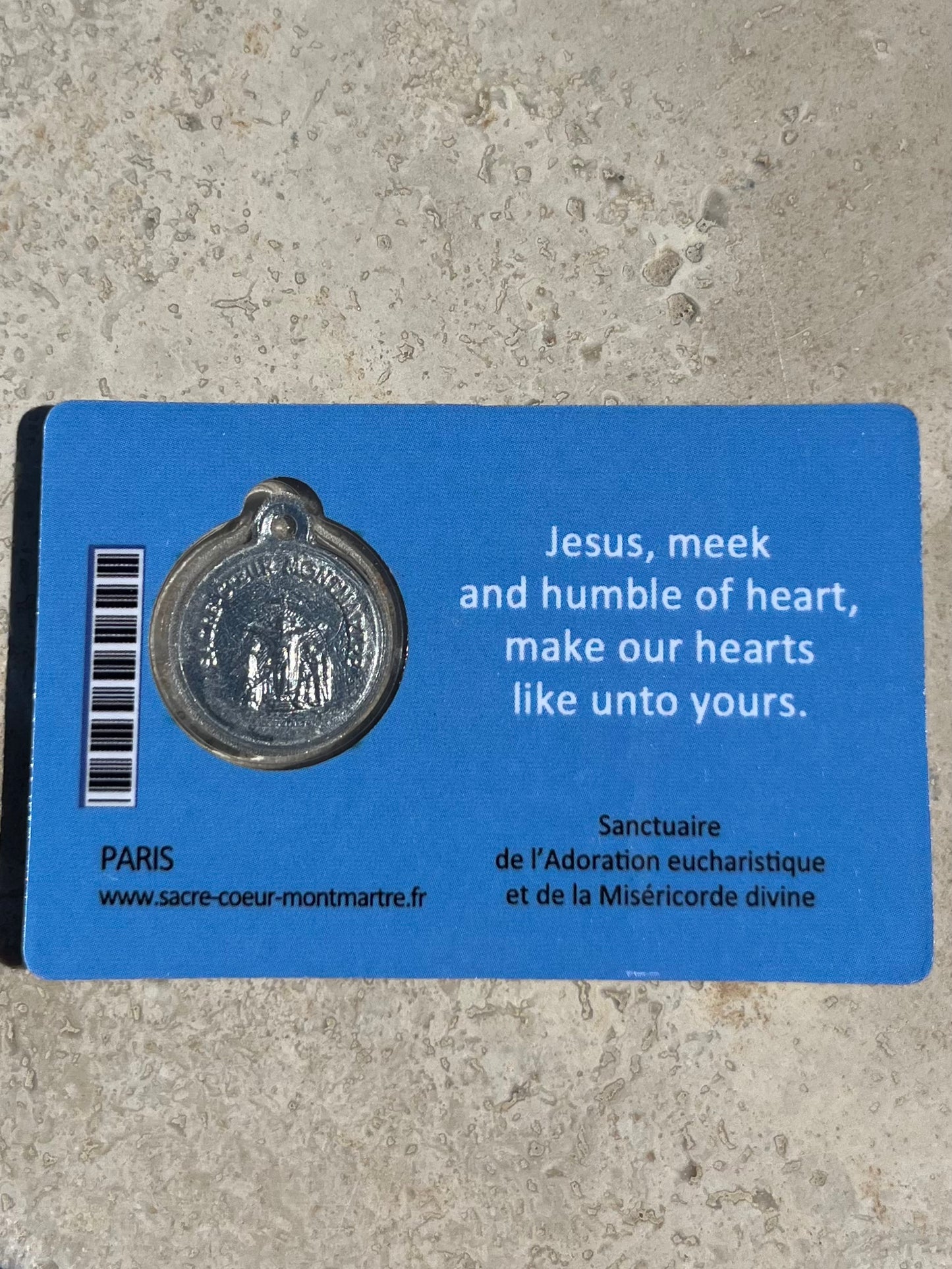 Sacre-Coeur de Montmartre prayer card and silver medal from the Basilica in Paris