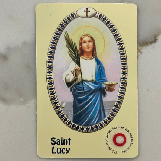 St. Lucy Relic Prayer Card – A Symbol of Faith and Healing