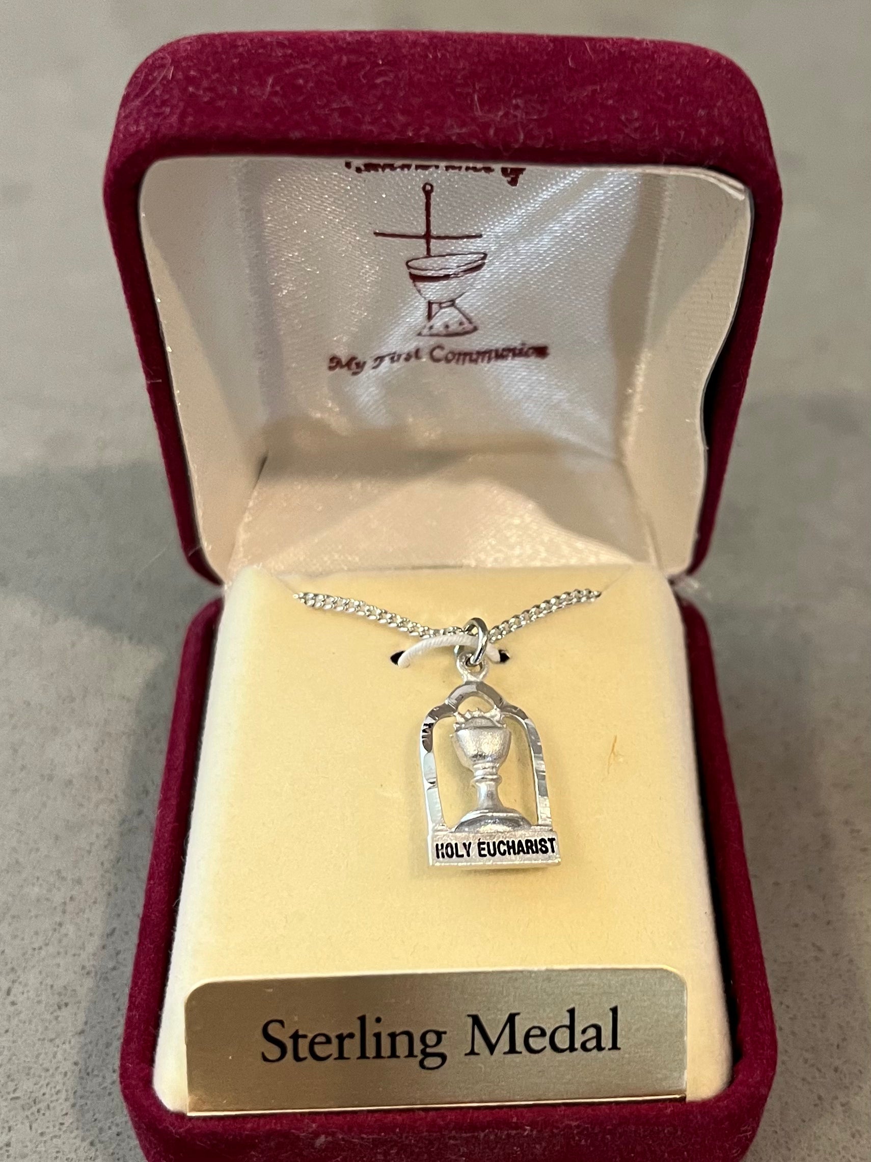 First Communion Chains First Communion - Sterling Silver Holy Eucharist Charm Pendant with 16 ...