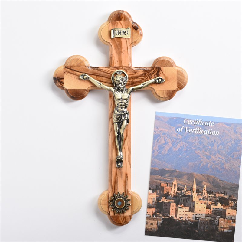 Handmade Olive Wood Cross Crucifix - Blessed, From Jerusalem Holy Land